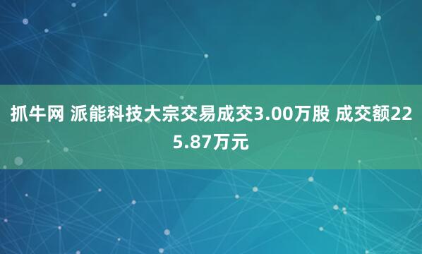 抓牛网 派能科技大宗交易成交3.00万股 成交额225.87万元