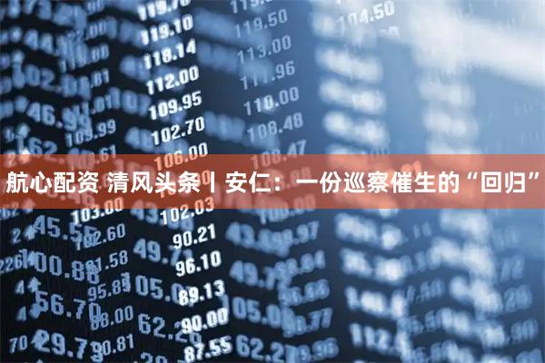 航心配资 清风头条丨安仁：一份巡察催生的“回归”